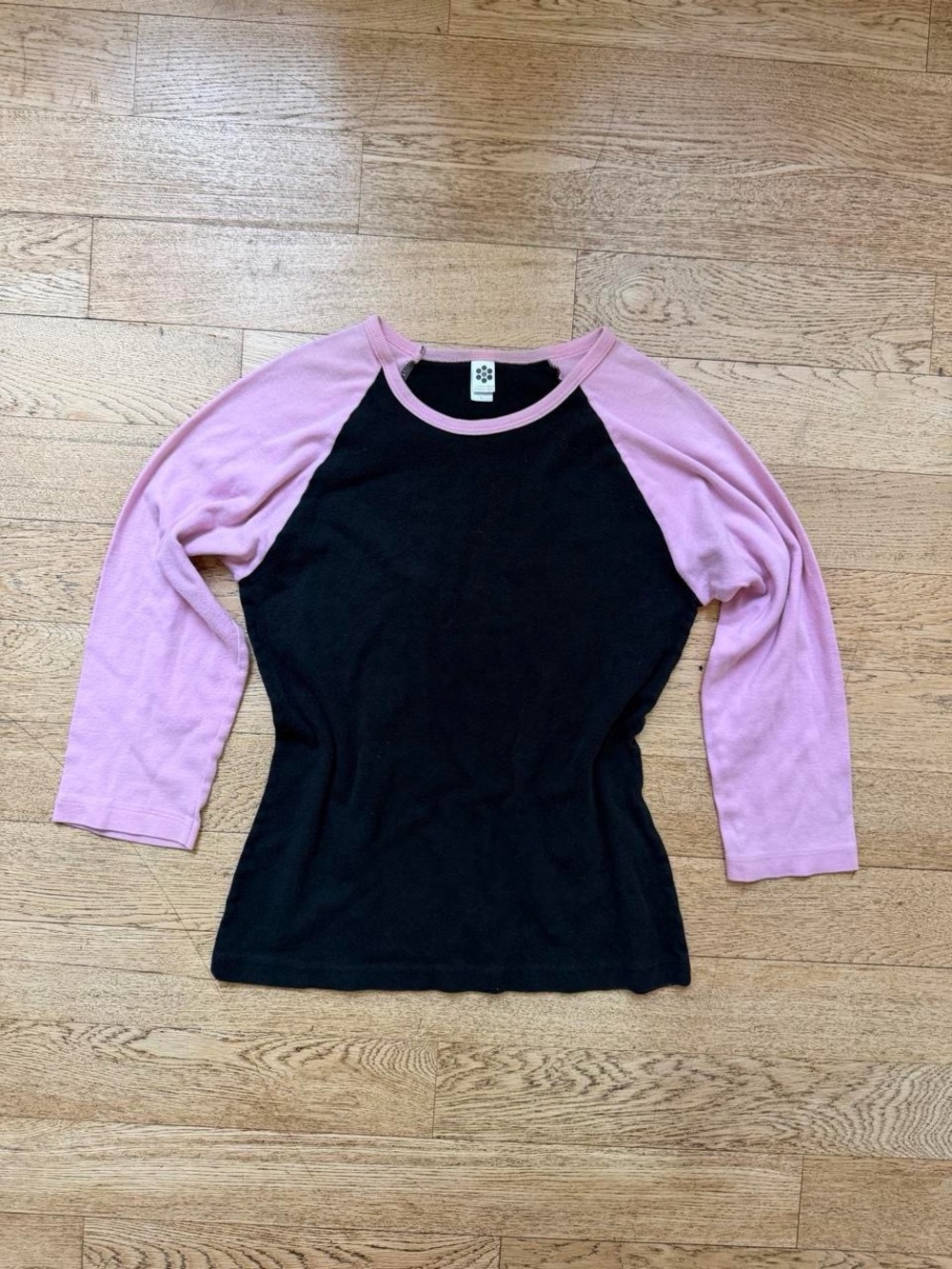 Vintage American Apparel Black Tee with Pink Trimming